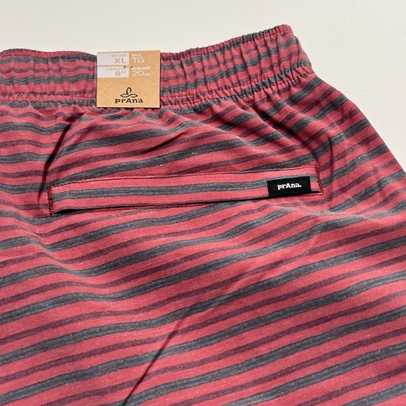 PrAna Men's XL Pull On Metric E-Waist Board 8" Stretch Shorts Rust Stripe NWT - Picture 15 of 15